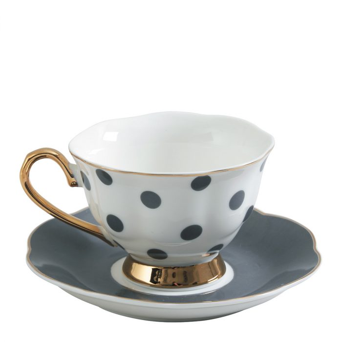 Tasse à thé Madame Récamier pois gris