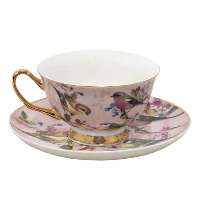 Tasse et soucoupe décor oiseaux – Image 2