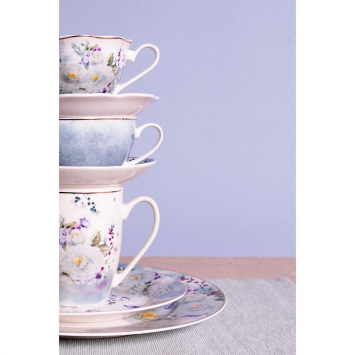 Tasse et soucoupe en porcelaine fleurs – Image 3