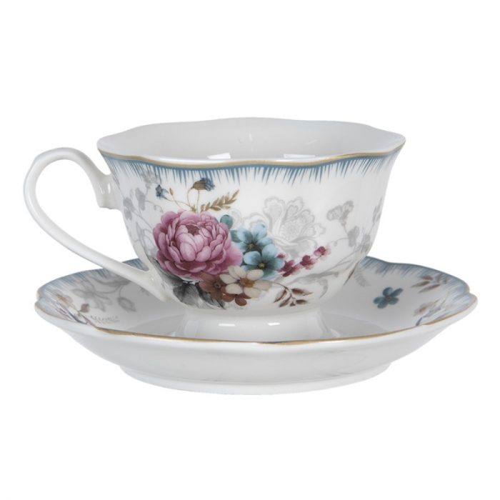 Tasse et soucoupe en porcelaine oiseau bleu – Image 2