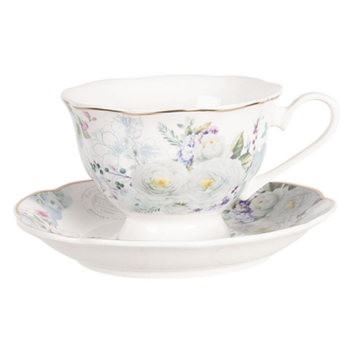 Tasse et soucoupe en porcelaine fleurs