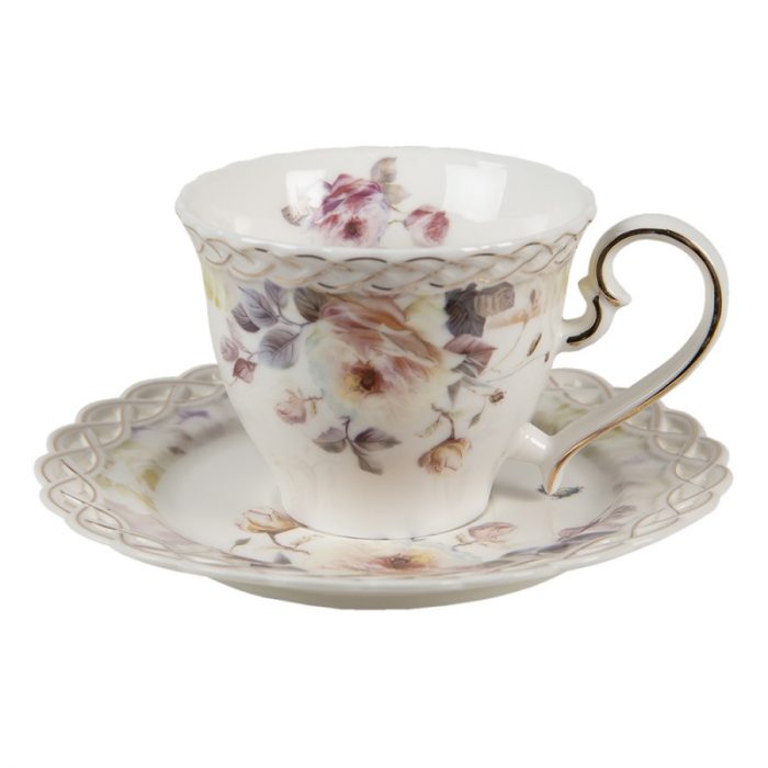 Tasse et soucoupe en porcelaine blanche