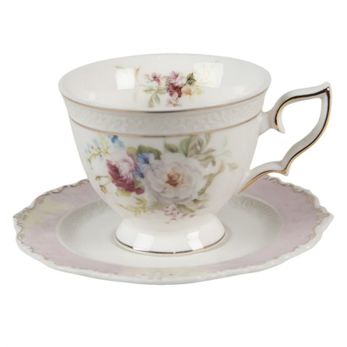 Tasse et soucoupe en porcelaine blanche