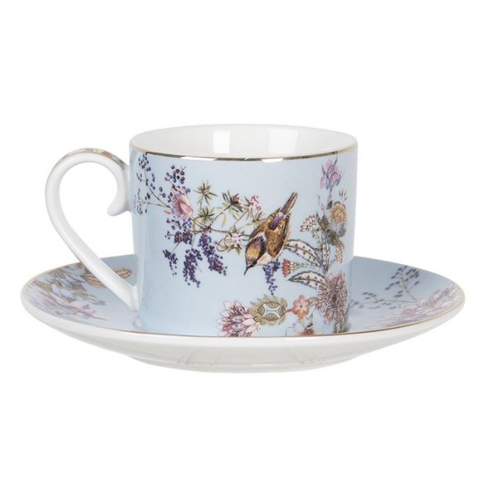 Tasse et soucoupe en porcelaine bleu clair – Image 2