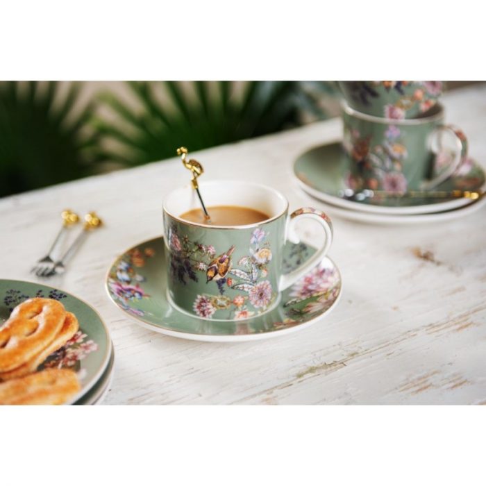 Tasse et soucoupe en porcelaine verte – Image 4