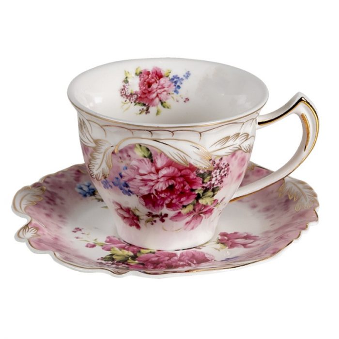 Tasse et soucoupe en porcelaine fleurs