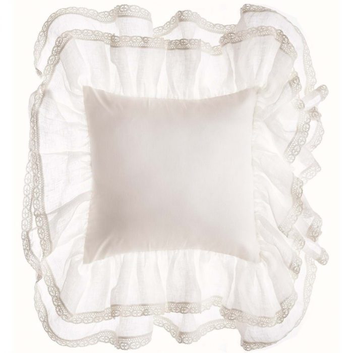 Coussin dentelle lin - coton