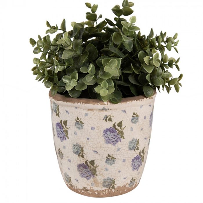 Pot décor floral bleu – Image 2