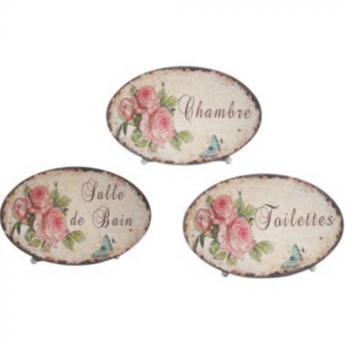 Set de 3 plaques "décor roses"