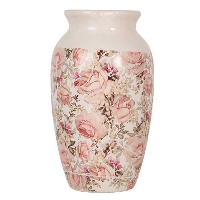 Vase en céramique imprimé de roses