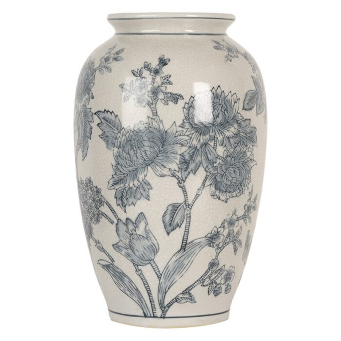 Vase blanc bleu avec fleurs