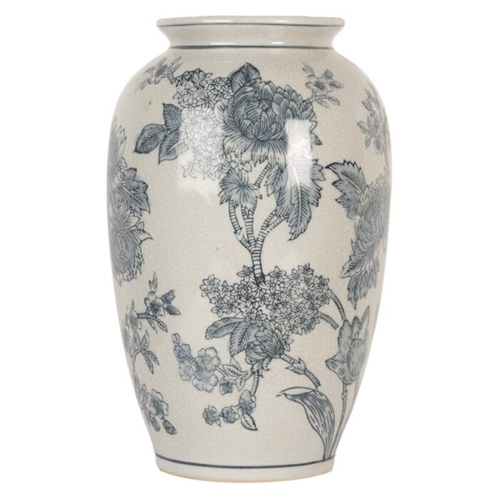 Vase blanc bleu avec fleurs – Image 2