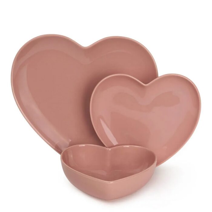 Grande assiette plate coeur rose