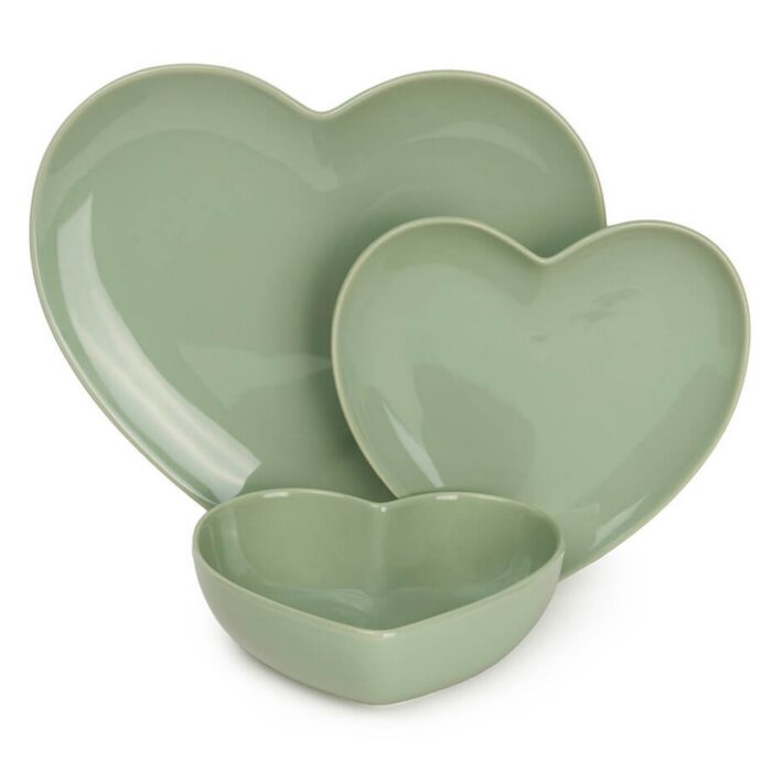 Grande assiette plate coeur verte