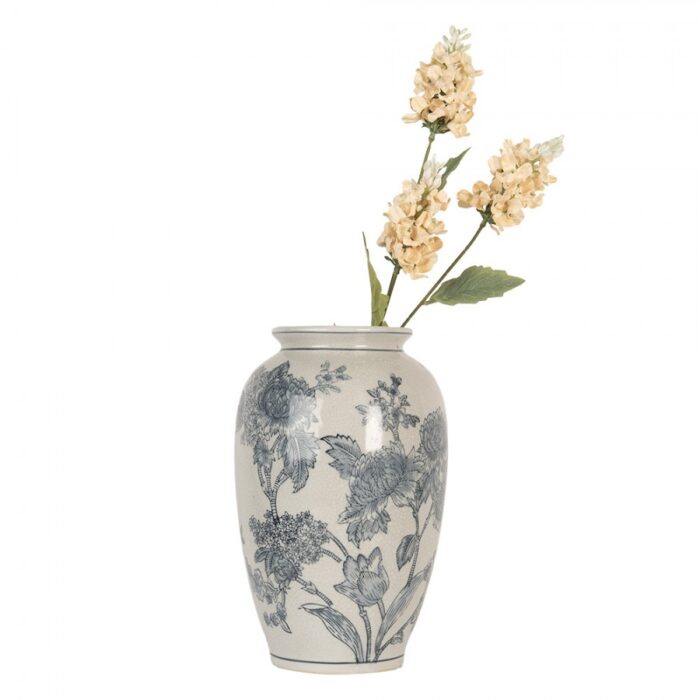 Vase blanc bleu avec fleurs – Image 3